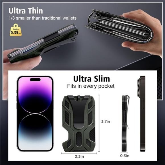 Mens Slim Wallet With Money Clip: Minimalist RFID Blocking Credit Card Holder - Picture 4 of 8